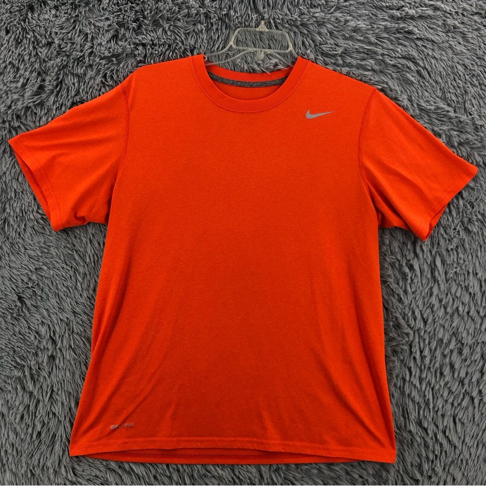 Nike Tshirt Mens Large Dri Fit Orange Athletic Workout Shirt